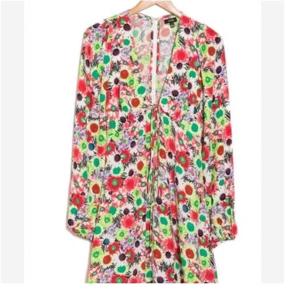 AFRM Caprice Floral Long Sleeve Minidress in Summer Daisy Bouquet - Picture 7 of 9